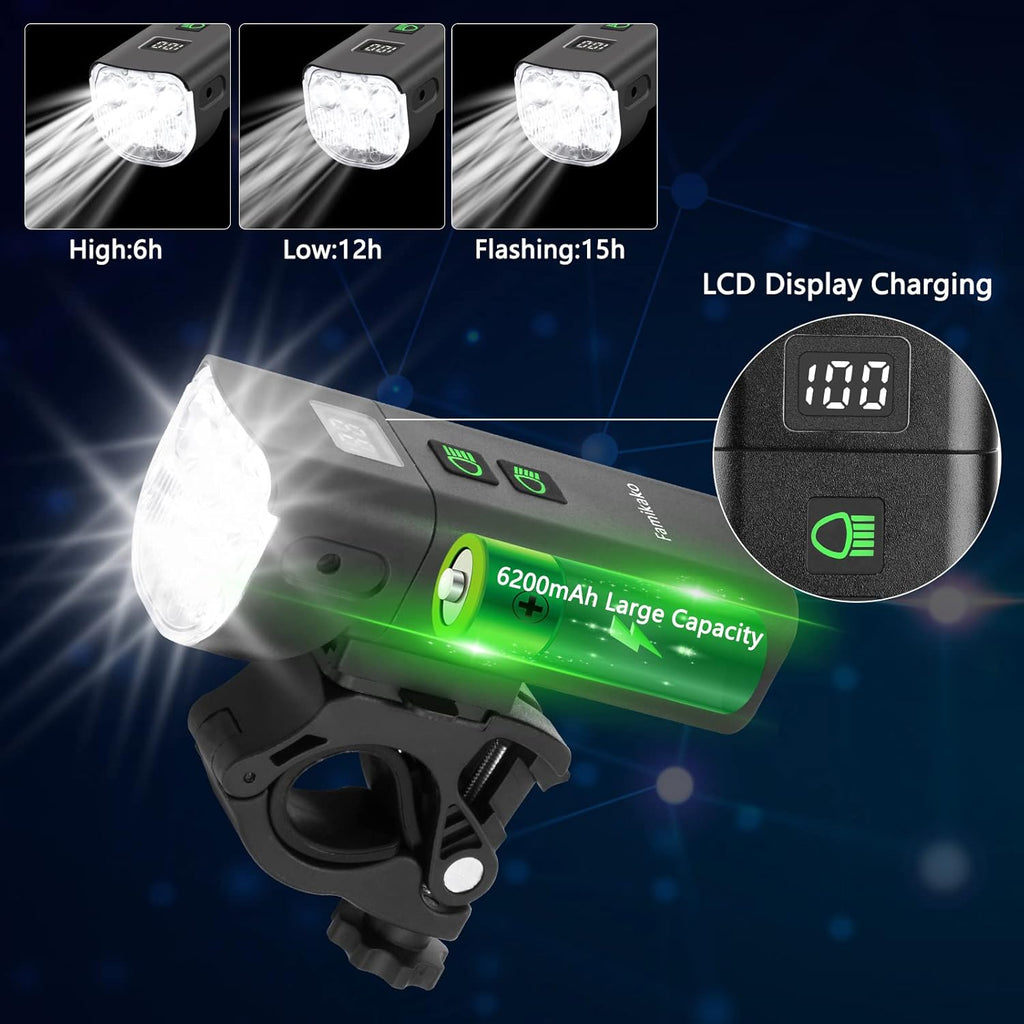 6*T6 LED Bike Light Set USB Rechargeable Waterproof Pack of 2 L364028