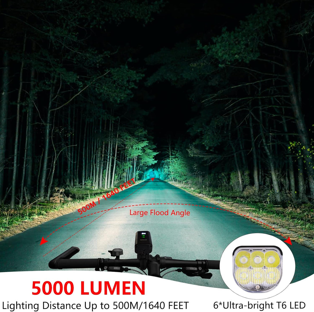 6*T6 LED Bike Light Set USB Rechargeable Waterproof Pack of 2 L364028