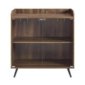 Dark Walnut Bar Cabinet with Glass Doors B939497