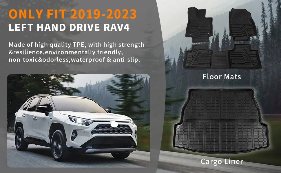 TPE Cargo Liner Trunk Floor Mats for Toyota Rav4 (Set of 4 Mats) P690
