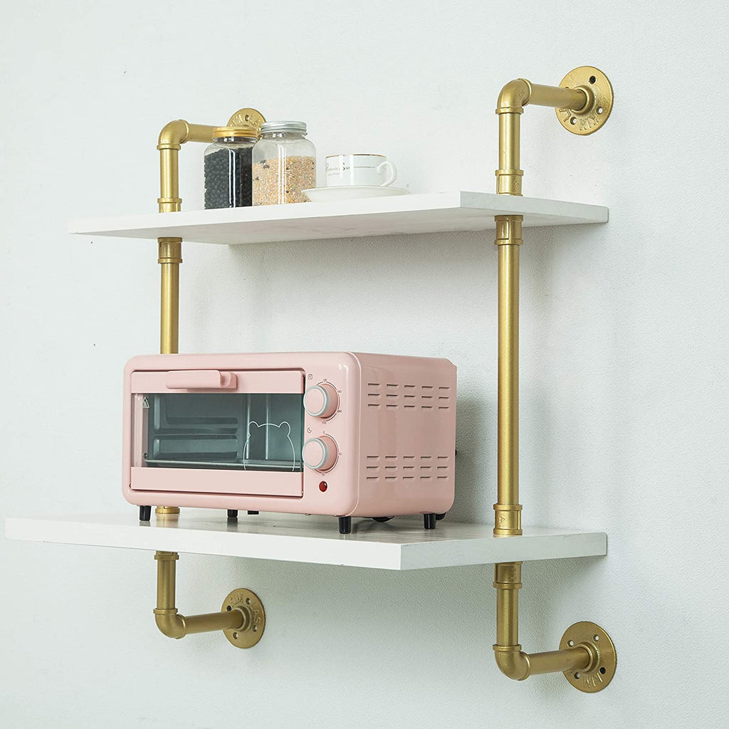 Industrial Retro Wall Mount Iron Pipe Microwave Oven Shelf Stand O9463