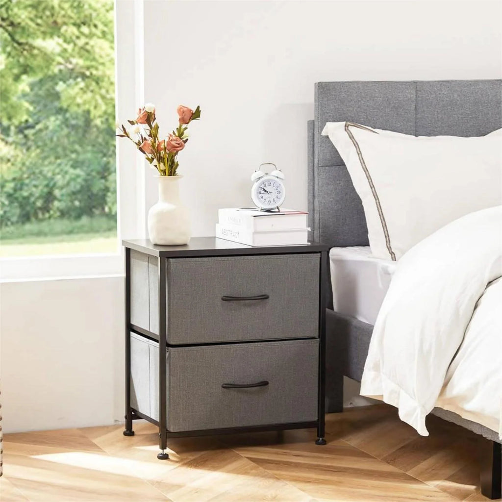 Wood Nightstand with 2 Drawers P102