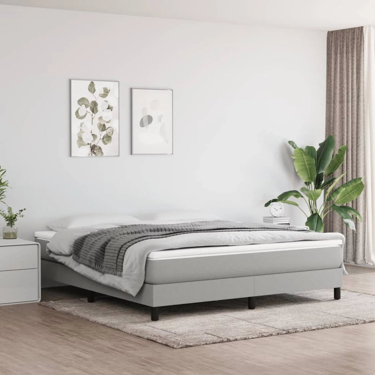 California King Pocket Spring Bed Gray Fabric T96089
