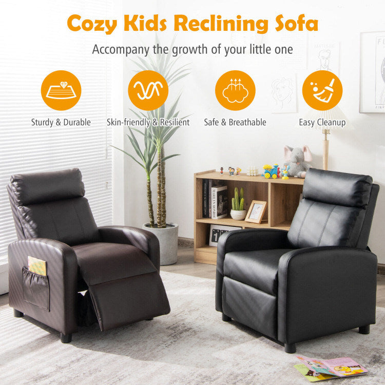 Ergonomic PU Leather Kids Recliner Lounge Sofa M676734