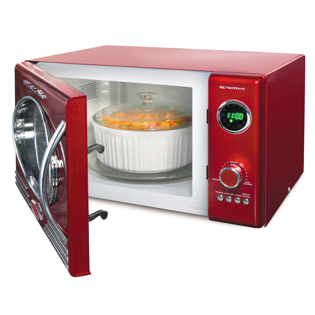 Retro 0.9 Cu ft Countertop Microwave Oven Metallic Red N12466