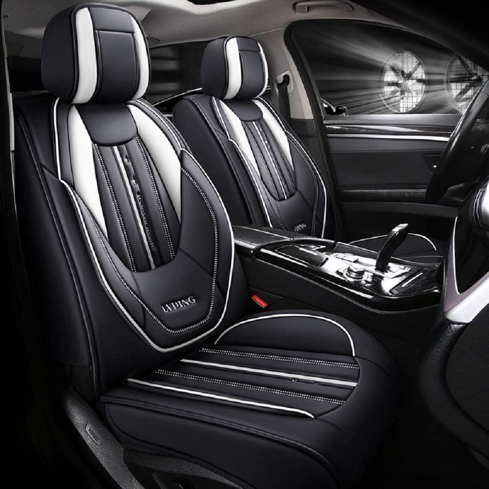 Black-Red PU Leather Car Seat Covers 5 Seats Full Set F2509