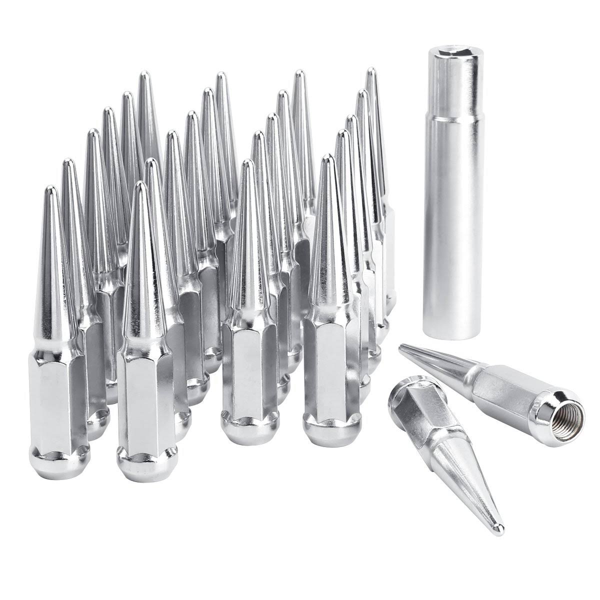 24 Silver M14X1.5 Cone Seat Closed End Wheel Lug Nuts Z33127