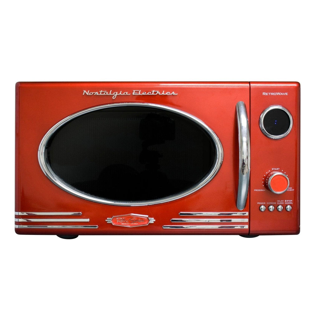 Retro 0.9 Cu ft Countertop Microwave Oven Metallic Red N12466