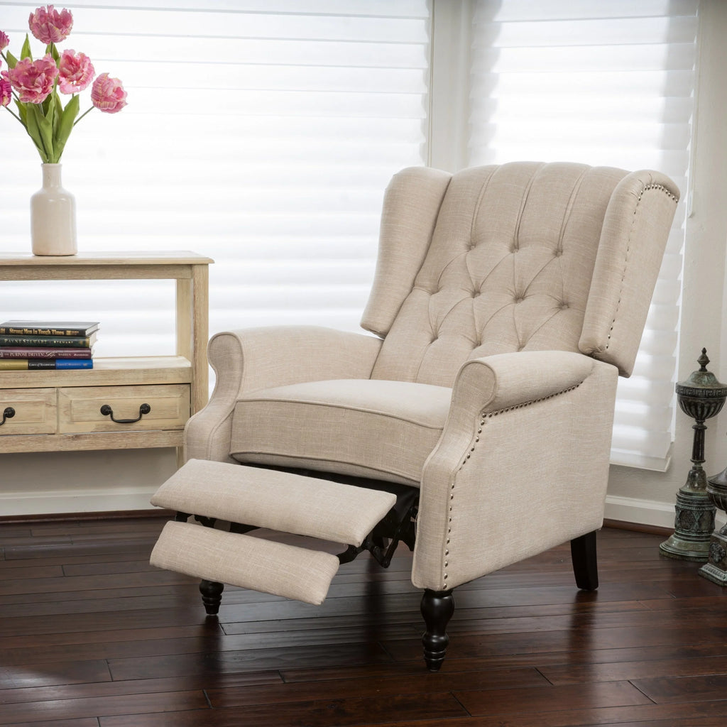 Button-tufted Reclining Club Chair T65729