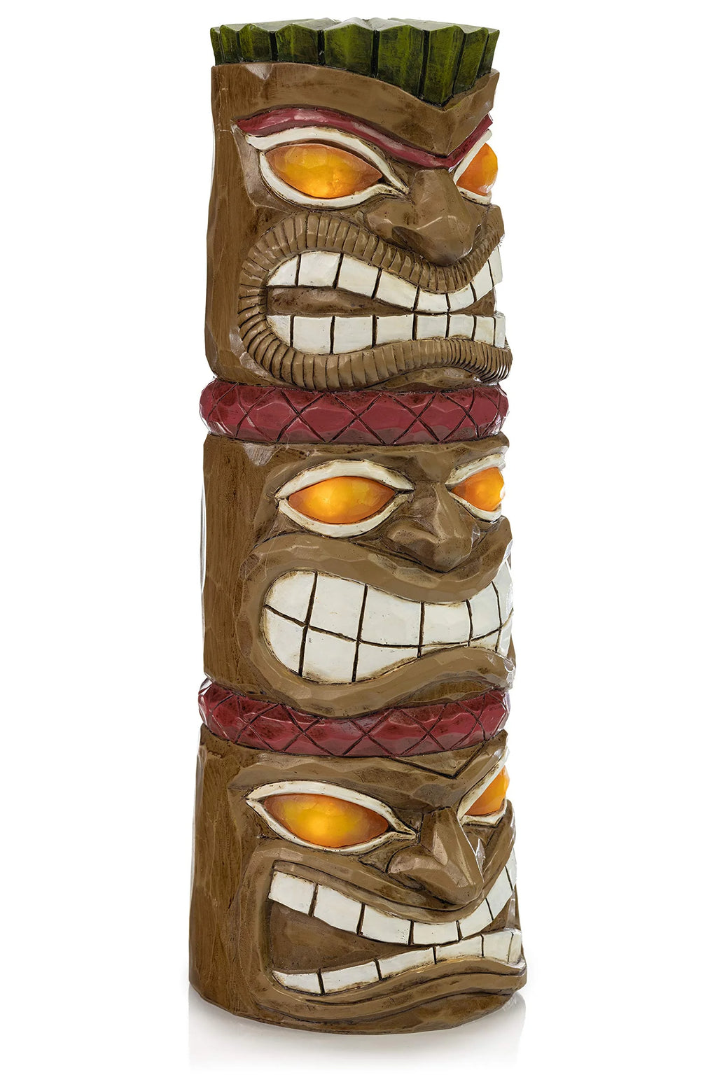 Triple Tiki Totem Solar Powered LED Outdoor Decor Garden S439516