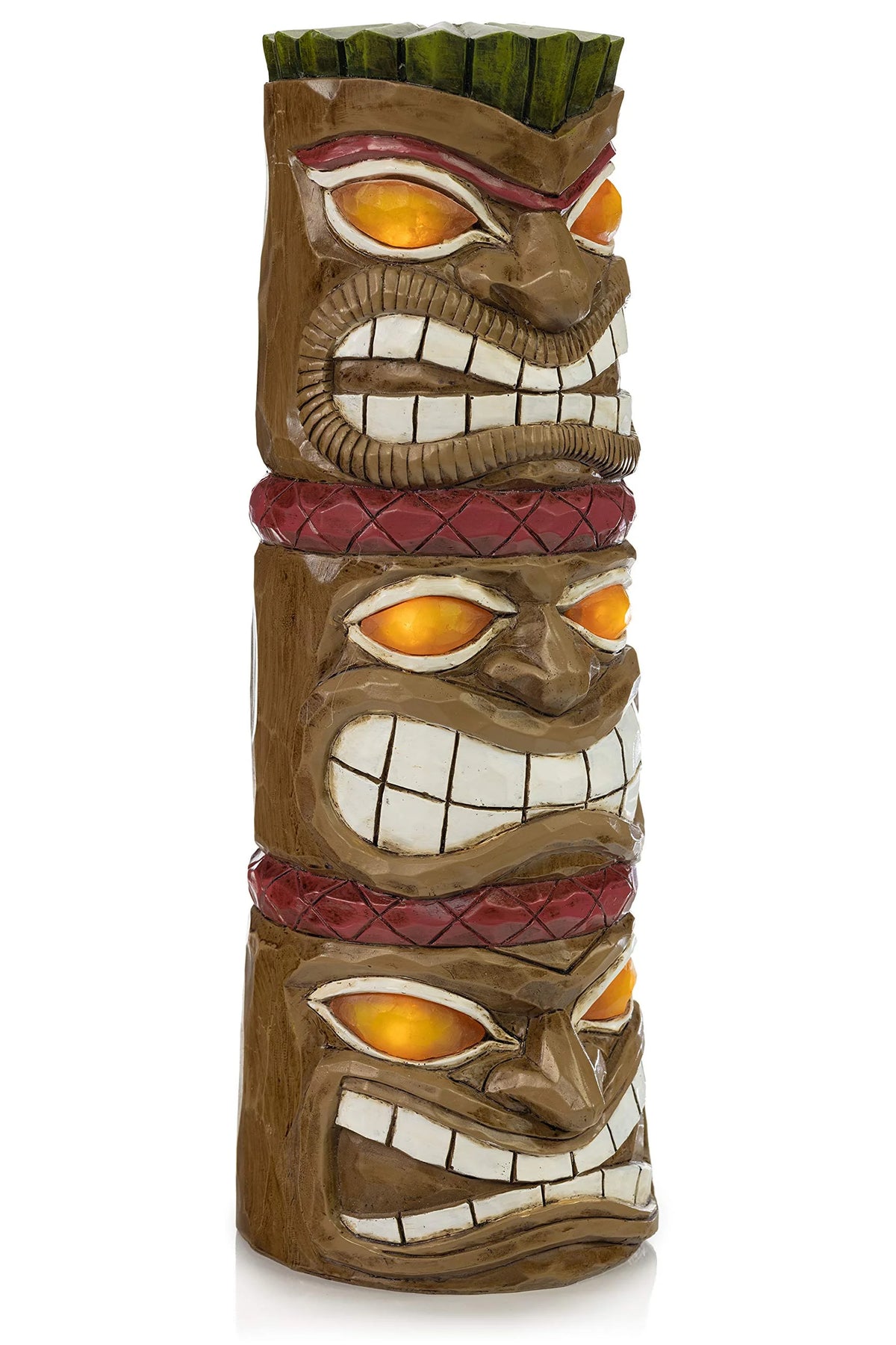Triple Tiki Totem Solar Powered LED Outdoor Decor Garden S439516
