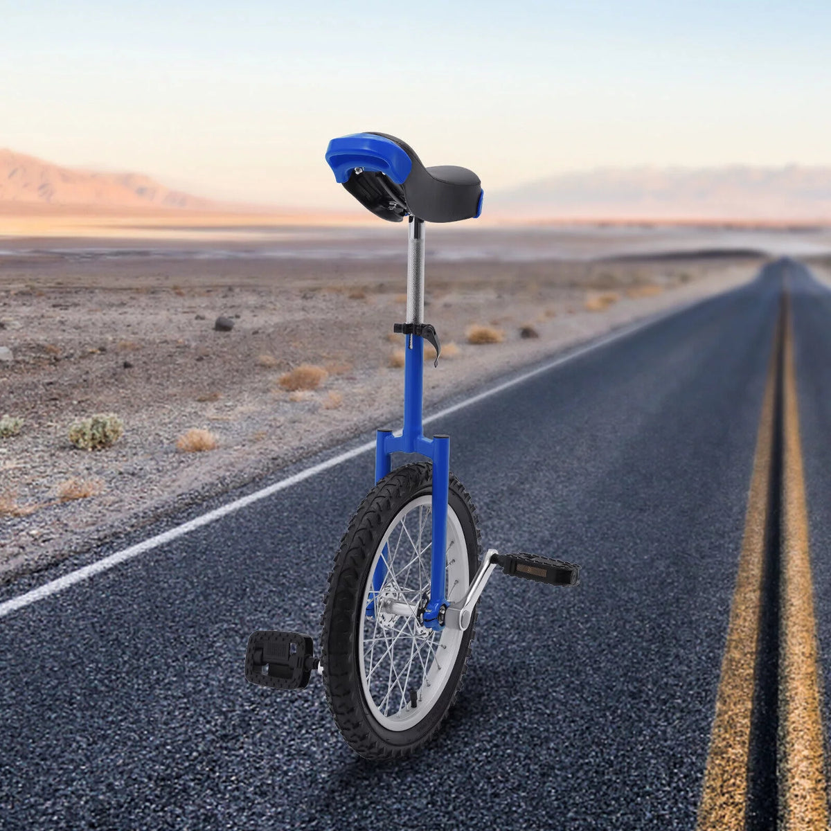 24 Unicycle 1 Wheel Bike Adjustable Height Blue V8394