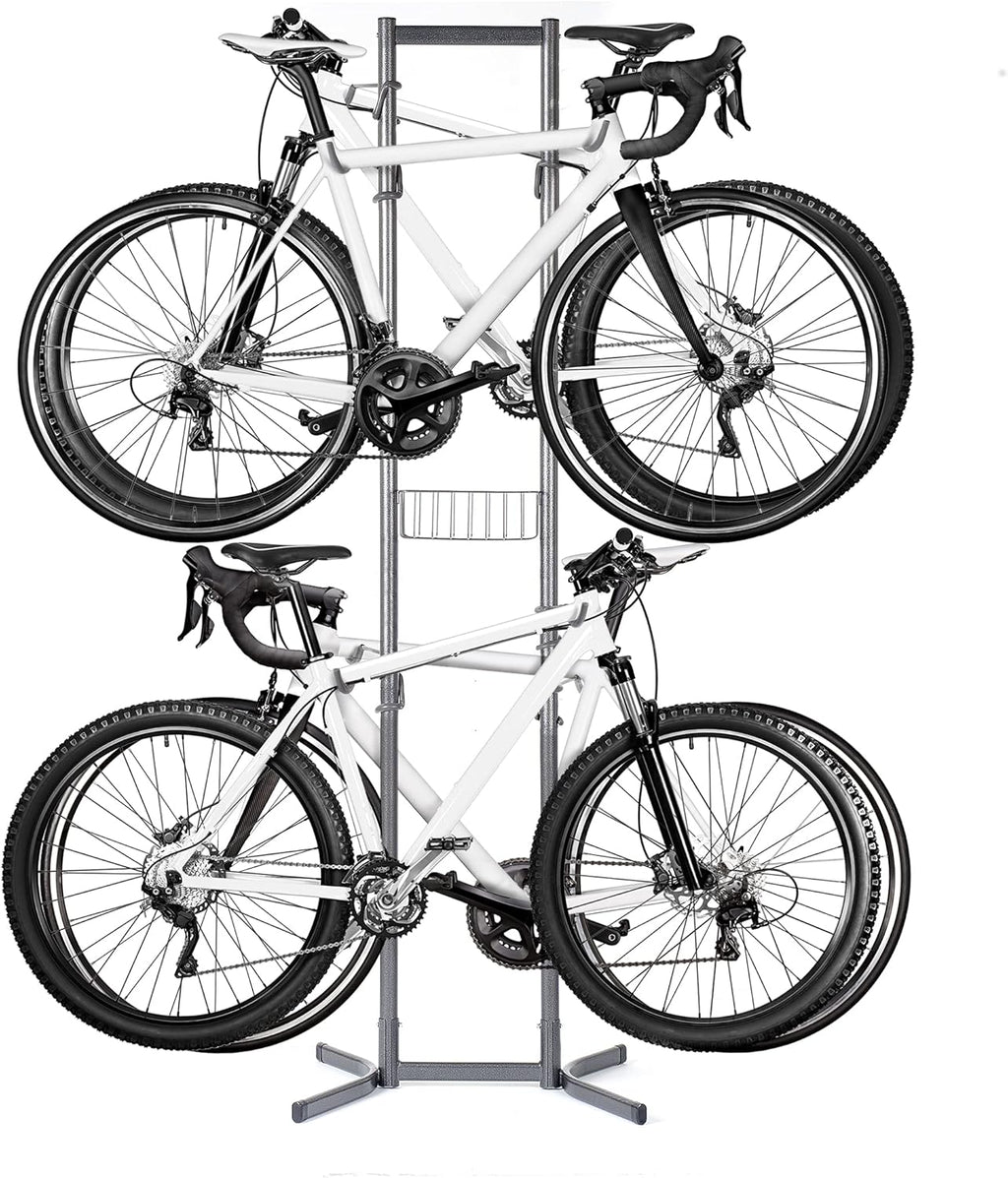 4 Bike Rack Garage - Bike Storage Rack with Basket - Vertical Bike Rack - Freestanding Wall Bike Rack Holds Up to 160 lbs Z904553