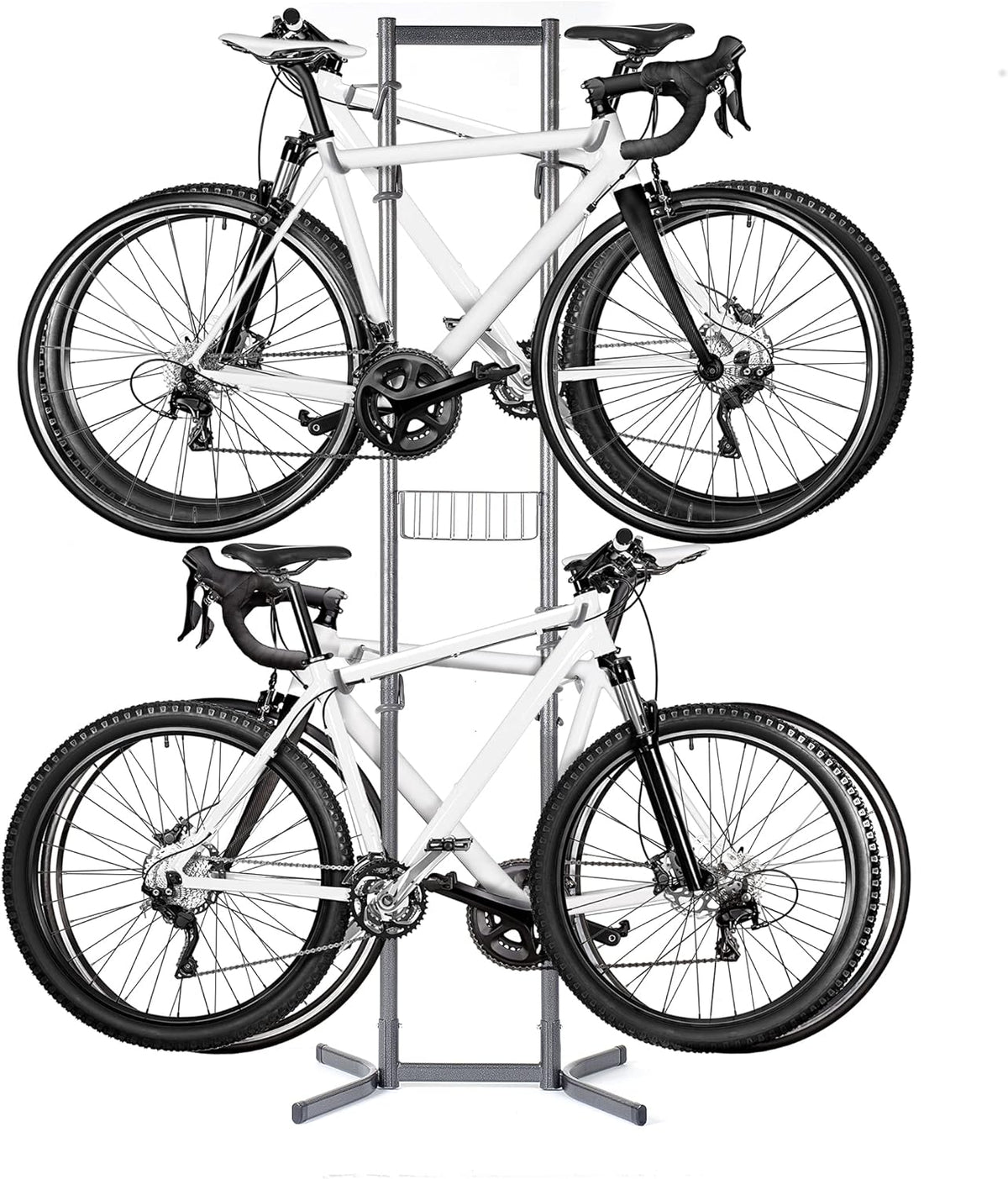 4 Bike Rack Garage - Bike Storage Rack with Basket - Vertical Bike Rack - Freestanding Wall Bike Rack Holds Up to 160 lbs Z904553