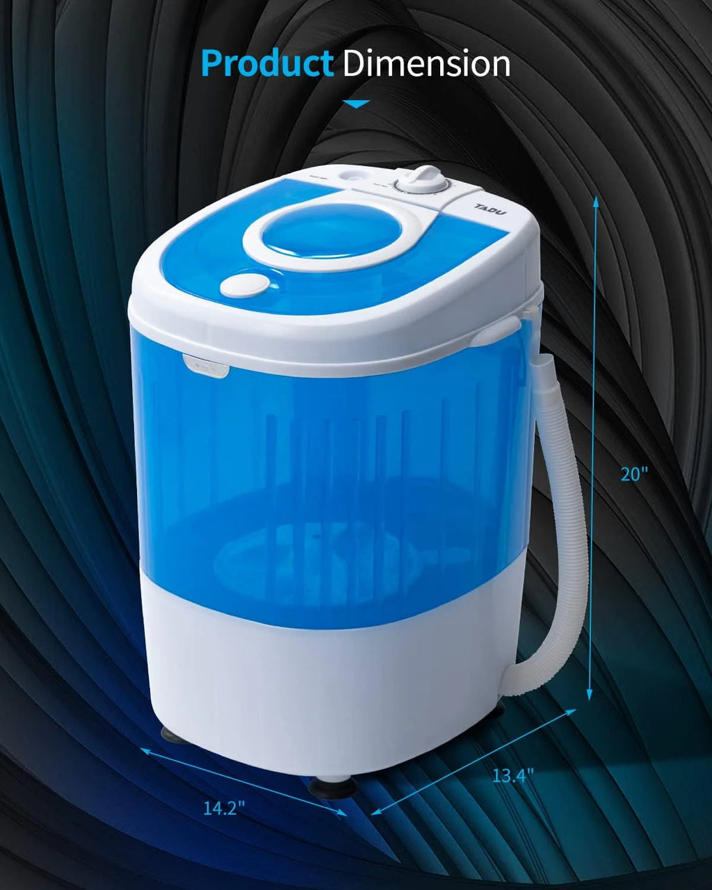 7.7lbs Mini Portable Washing Machine with Spiner Basket, Timer Control and Drain Hose, White D489