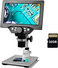 7 inch 1080P LCD Digital Microscope with 32G TF Card, 1200X Magnification Zoom, 12 Megapixels, 8 Adjustable LED Light T47610
