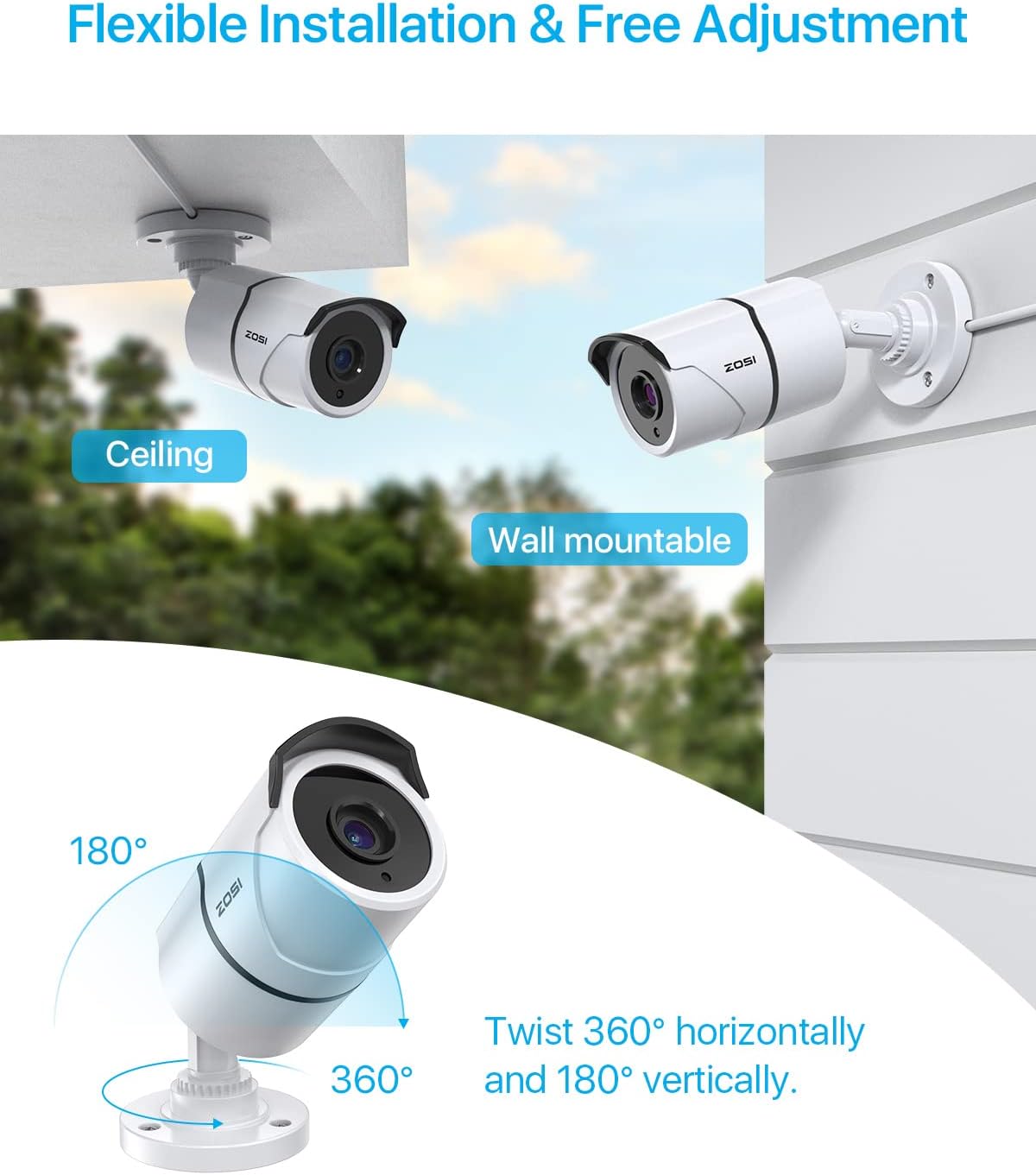 4PACK 1080P HD TVI Security Cameras 120ft Night Vision Waterproof Camera S77273