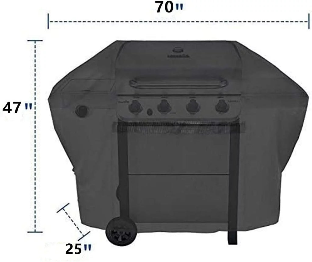 70 Inch 600D Heavy-Duty Water Proof Black Canvas BBQ Grill Cover Y969912
