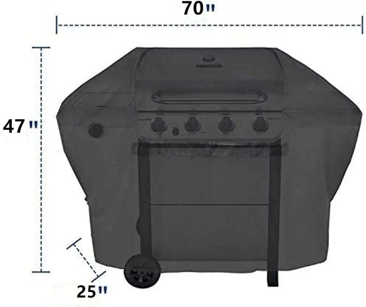 70 Inch 600D Heavy-Duty Water Proof Black Canvas BBQ Grill Cover Y969912