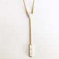White Howlite Chain Link Statement Necklace Gold Y827