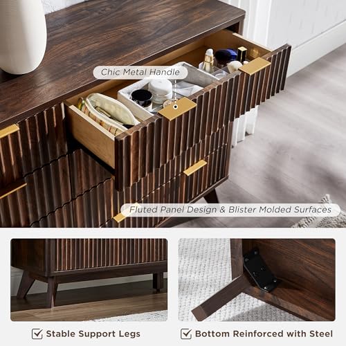 7 Drawer Wood Dresser with Faux Marble Top R194439