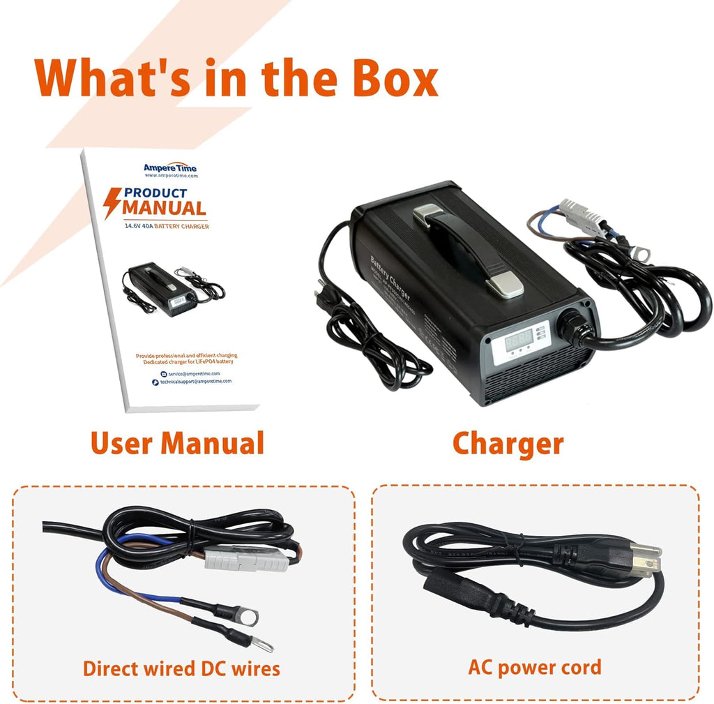 LiFePO4 Batteries Charger, 40A, Multi-Stage Charging, LED Real-Time Charging Value U683012