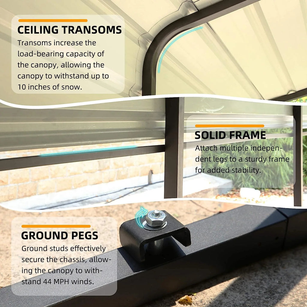 10 x 15 ft Galvanized Steel Carport X80338
