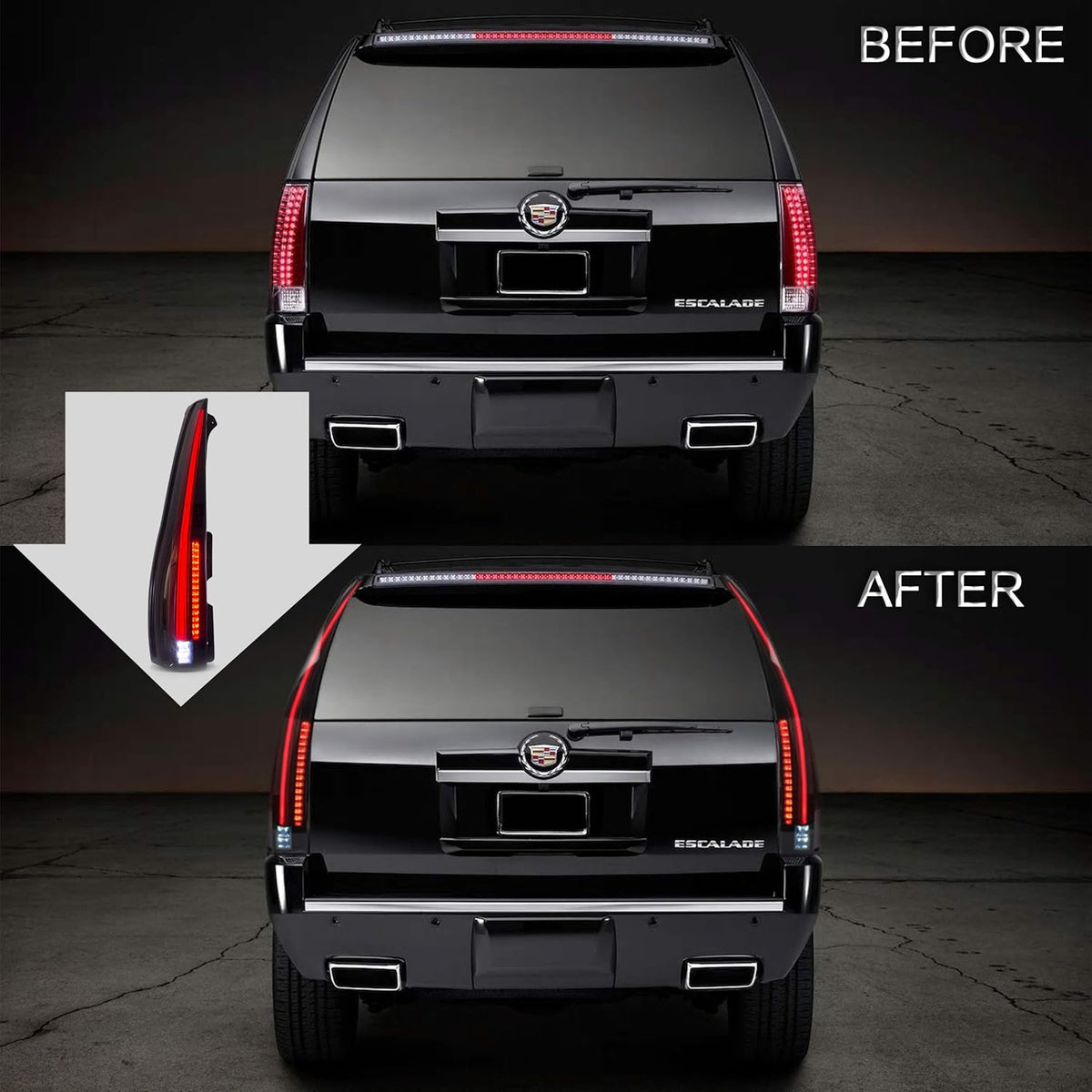 Smoked Tail Light Assembly for 2007-2014 Cadillac Escalade ESV 3rd Gen SUV M962