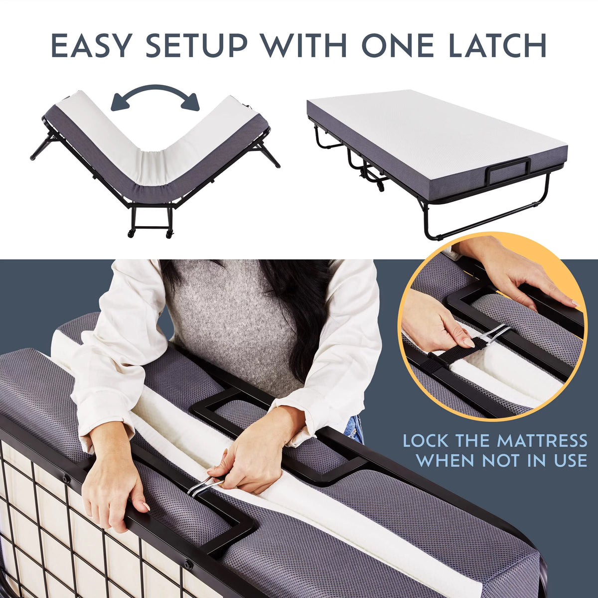Folding Bed with Memory Foam Mattress Q526