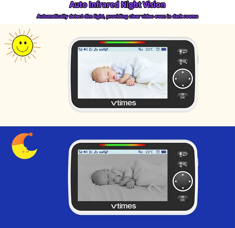 5" LCD Video Baby Monitor with Camera and Audio, Night Vision, Pack of 2 E705389