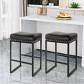 Black 24" Backless Bar Stools Set Of 2 PU Leather P262699
