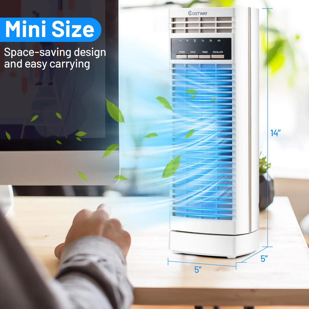 14'' Mini Oscillating Tower Fan White G33763