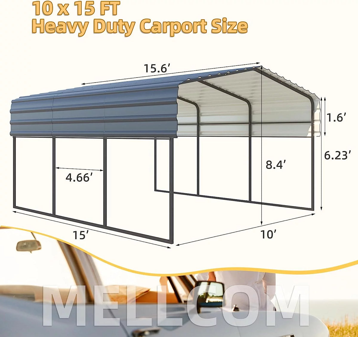 10 x 15 ft Galvanized Steel Carport X80338