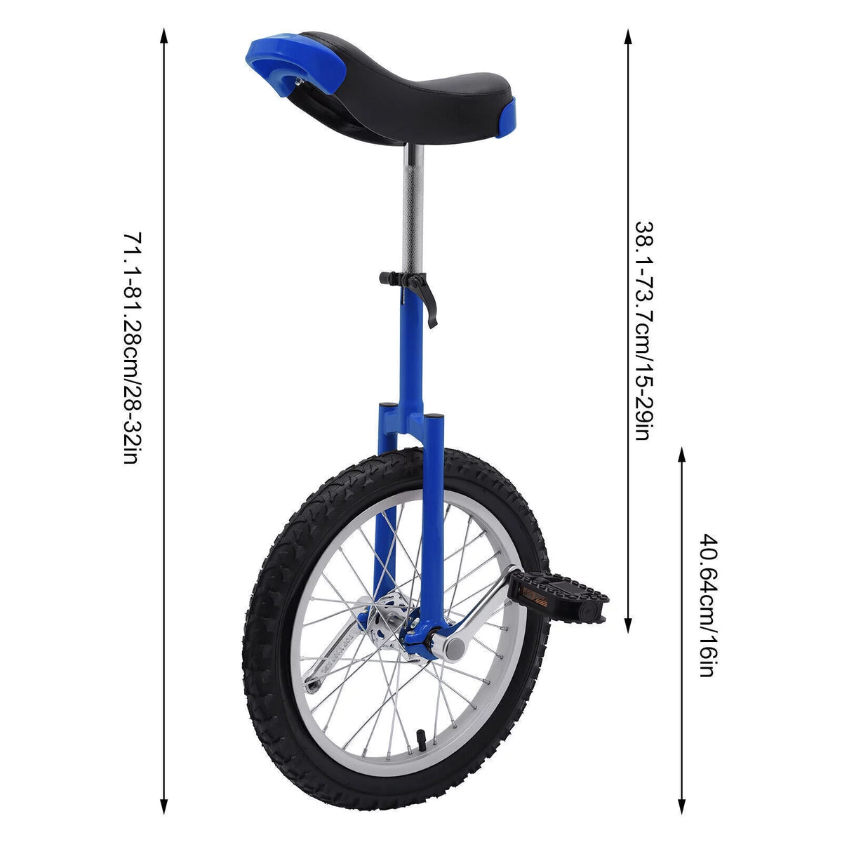 24 Unicycle 1 Wheel Bike Adjustable Height Blue V8394