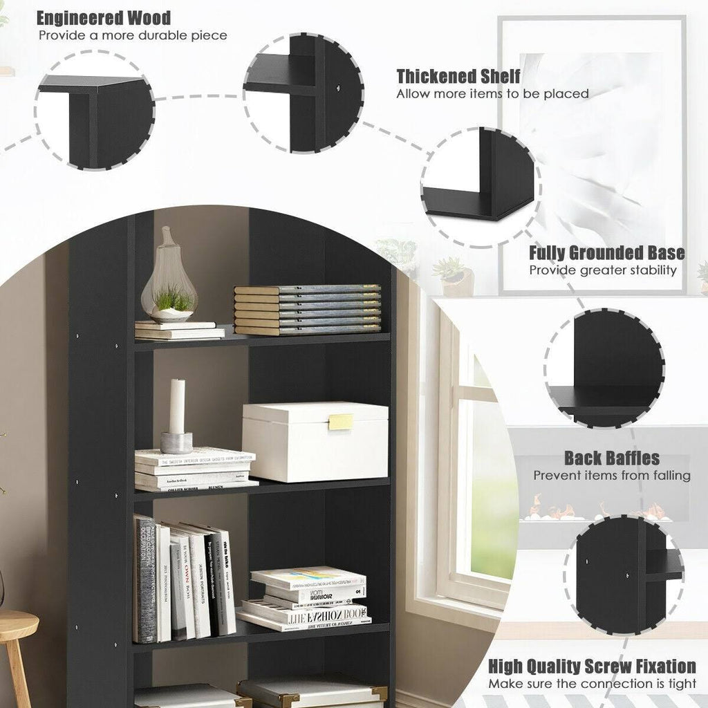 Black 4-Tier Bookcase with Adjustable Shelves A329