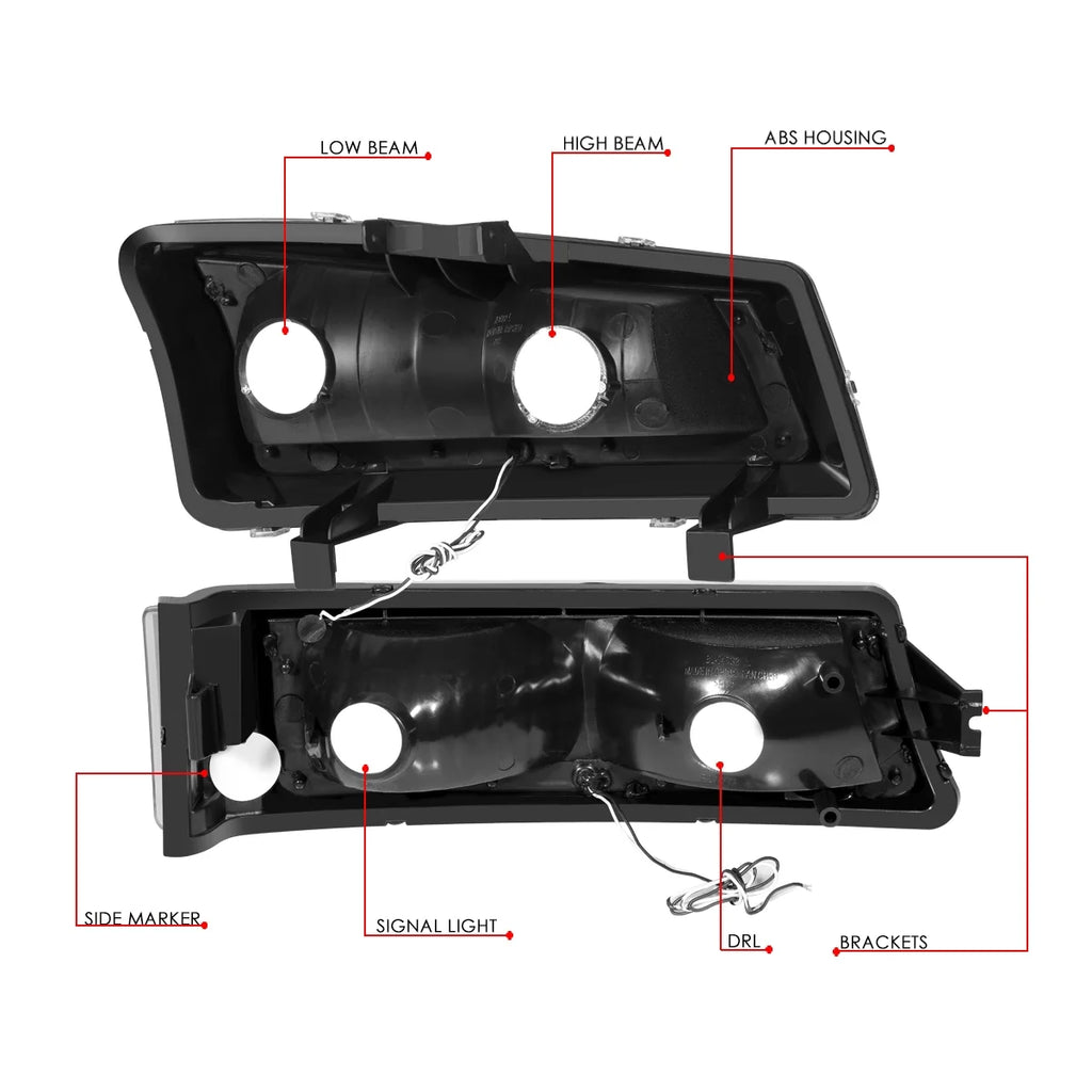 Pair 3D LED DRL Bar Headlight Dark Smoked J417