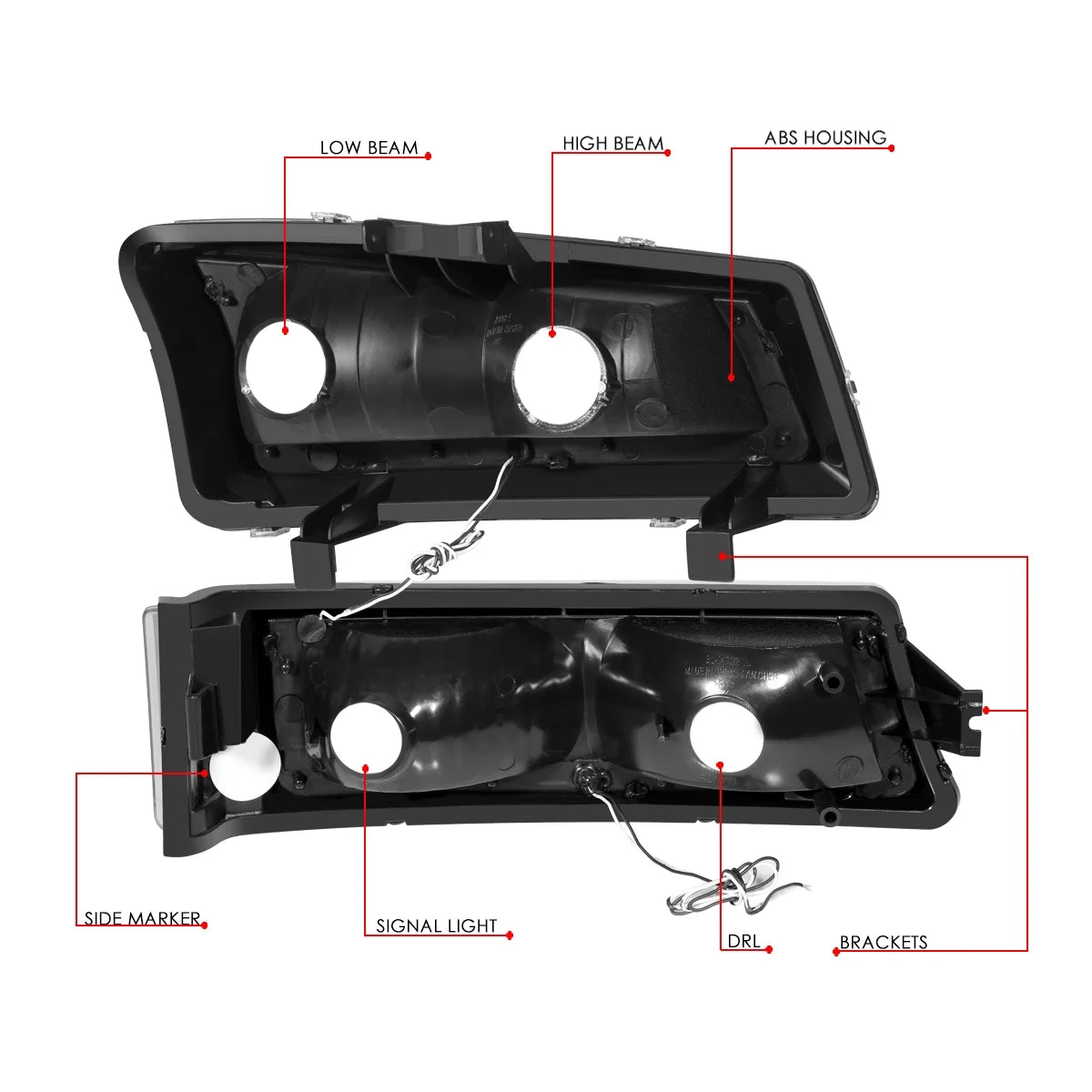 Pair 3D LED DRL Bar Headlight Dark Smoked J417