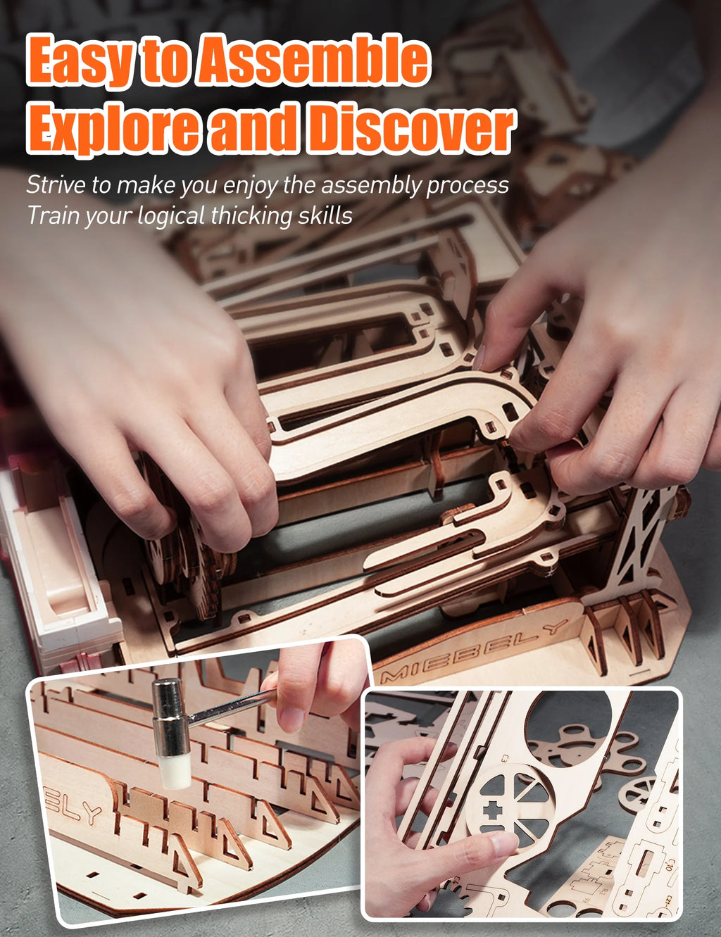 3D Wooden Puzzles Marble Run Model Building Kits with Motor G878