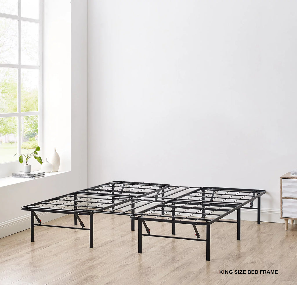 14 Convertible High Platform Metal Bed Frame, Twin/Full, Black Y8934