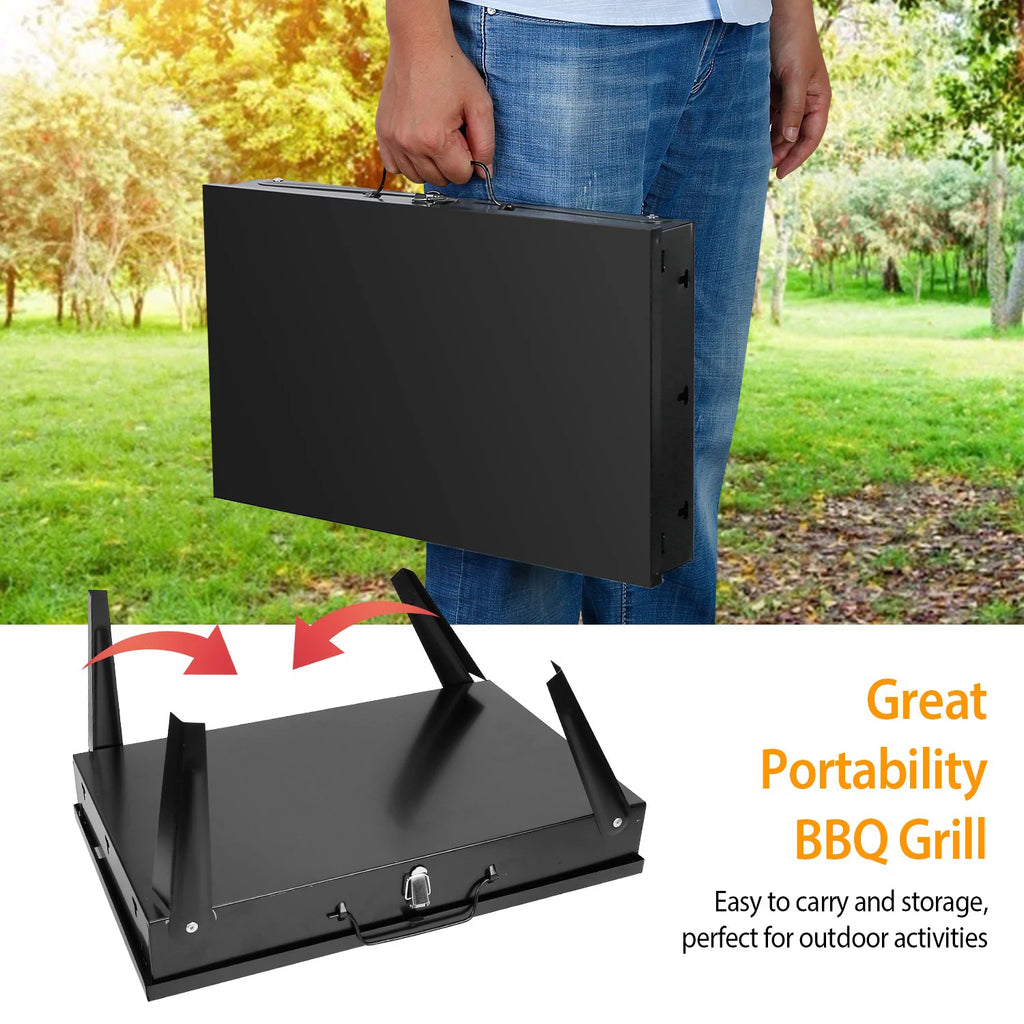 Portable Charcoal Grill Foldable BBQ Suitcase Grill R22542