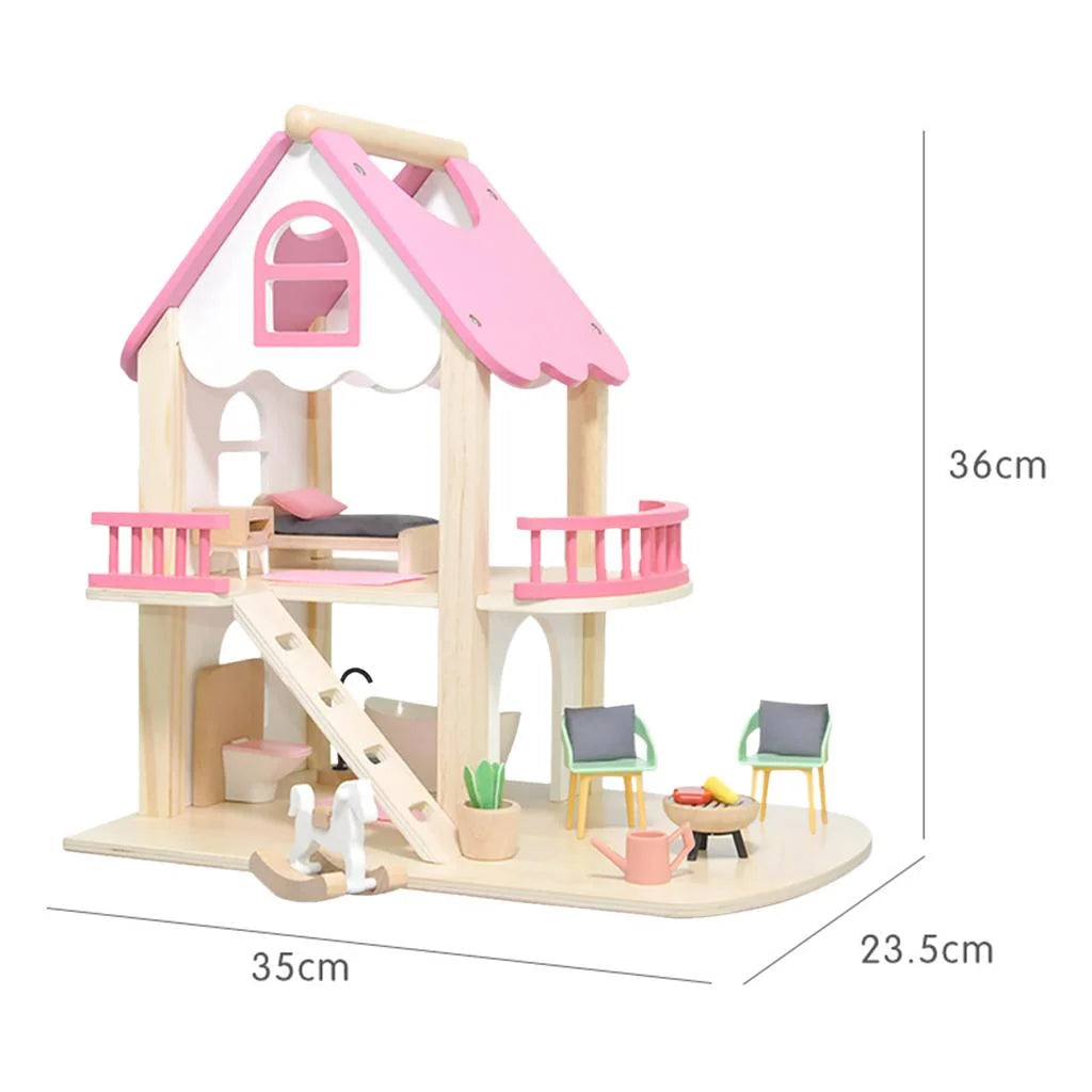 Miniature Castle Doll House with Doll Accessories Bedroom Educational Toys A90408
