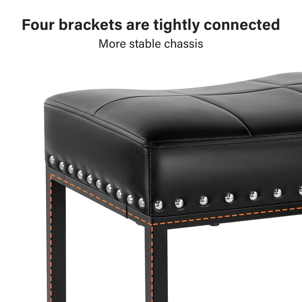 Black 24" Backless Bar Stools Set Of 2 PU Leather P262699