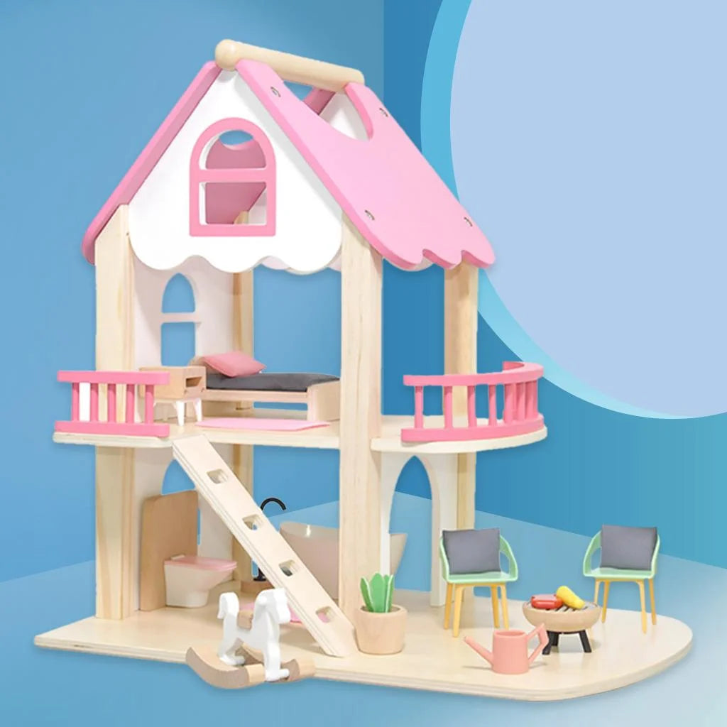Miniature Castle Doll House with Doll Accessories Bedroom Educational Toys A90408