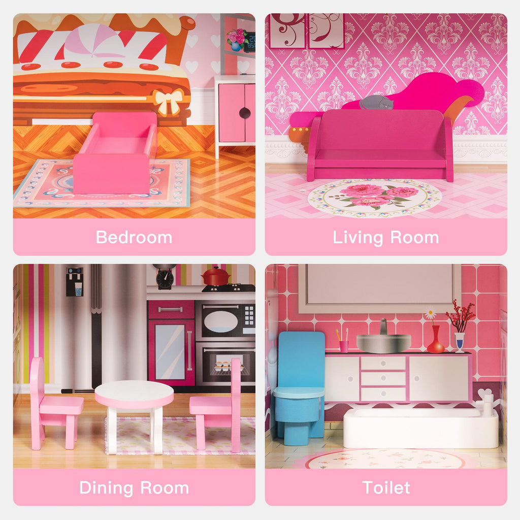 Dollhouse Kit with Accessories and Furniture, 31.1'' x 11.4'' x 42.5'' R930538