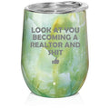12 oz Double Wall Vacuum Insulated Stainless Steel Stemless Wine Tumbler Travel Mug With Lid N511