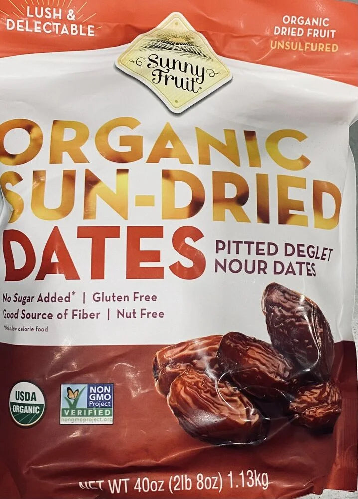 Organic Sun-Dried Pitted Deglet Nour Dates 40 oz Bag 2 Pack G67352