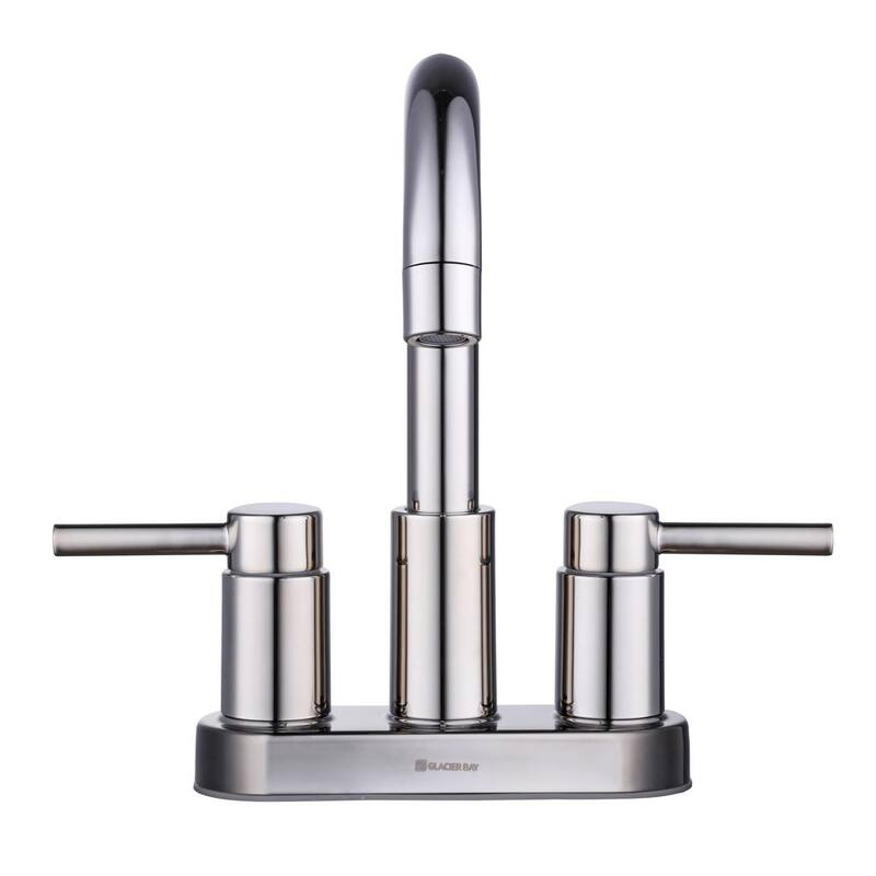 4 in. Centerset Double Handle High-Arc Bathroom Faucet in Polished Nickel X7013