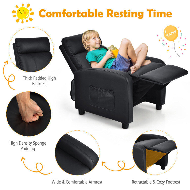 Ergonomic PU Leather Kids Recliner Lounge Sofa M676734