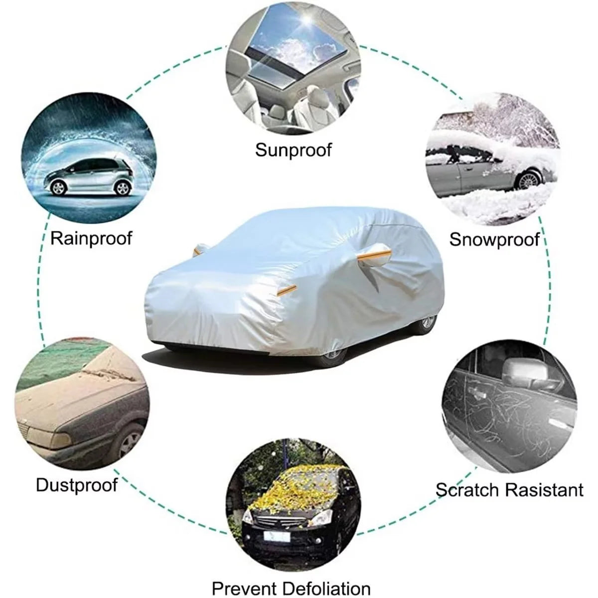 Silver Waterproof Full Exterior Car Cover M3570