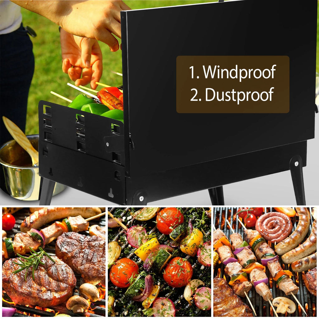 Portable Charcoal Grill Foldable BBQ Suitcase Grill R22542